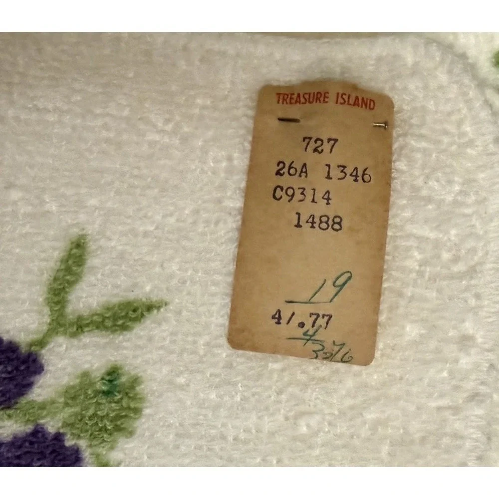 Vintage Blue Floral Bath Towel Set Treasure Island Fringe Hand & Bath Towels